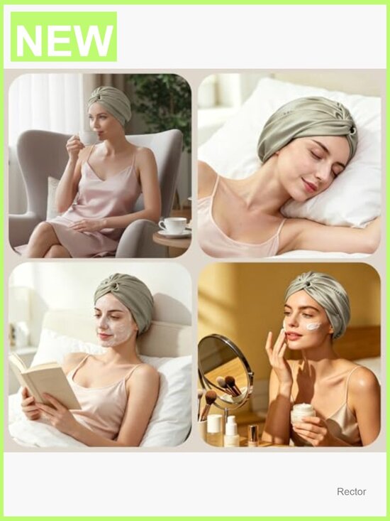 100% Mulberry Silk Bonnet for Sleep, Tie Closure, Adjustable Night Cap